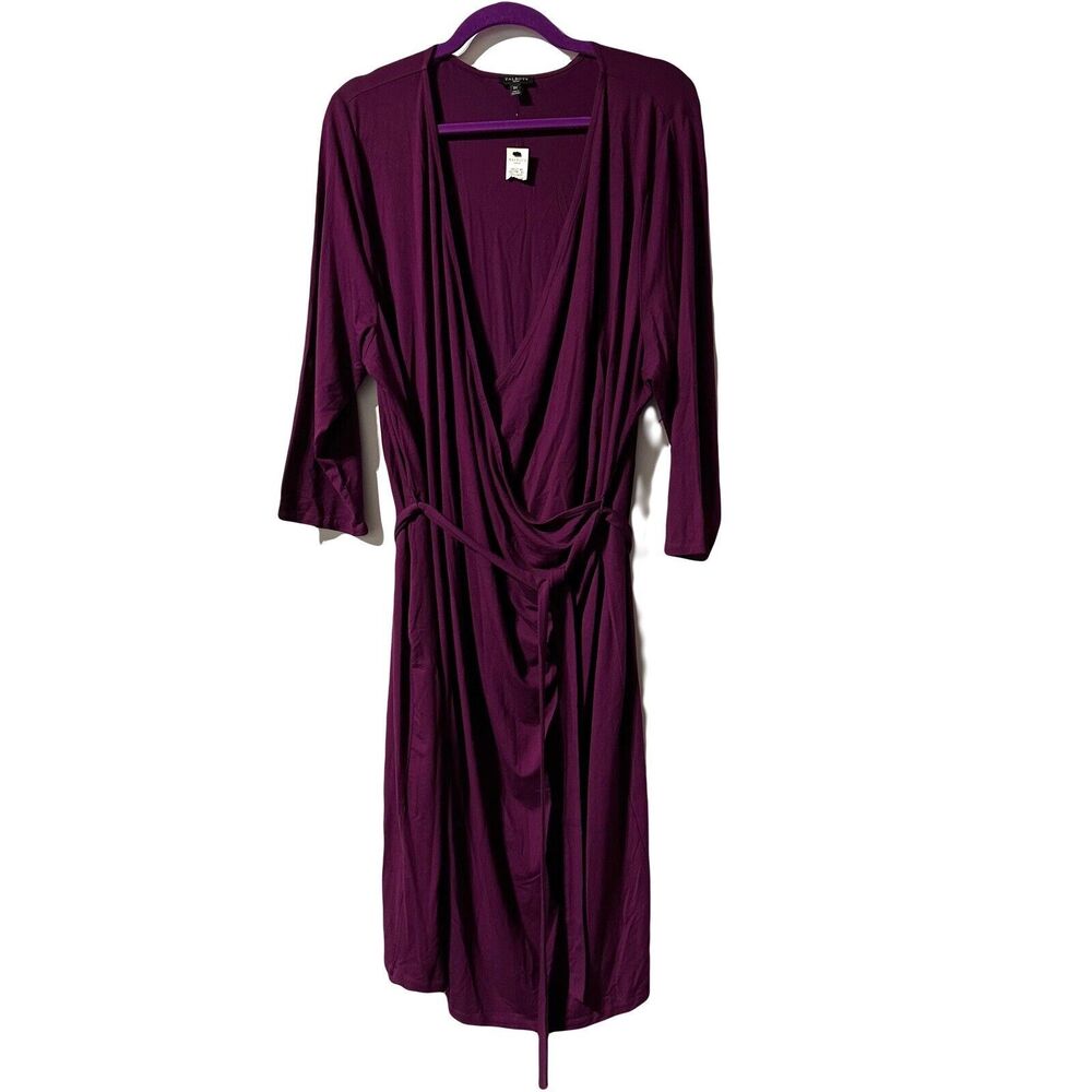 TALBOTS Women’s Faux Wrap  Dress Size 3X 3/4 Sleeve Pink Purple NWT